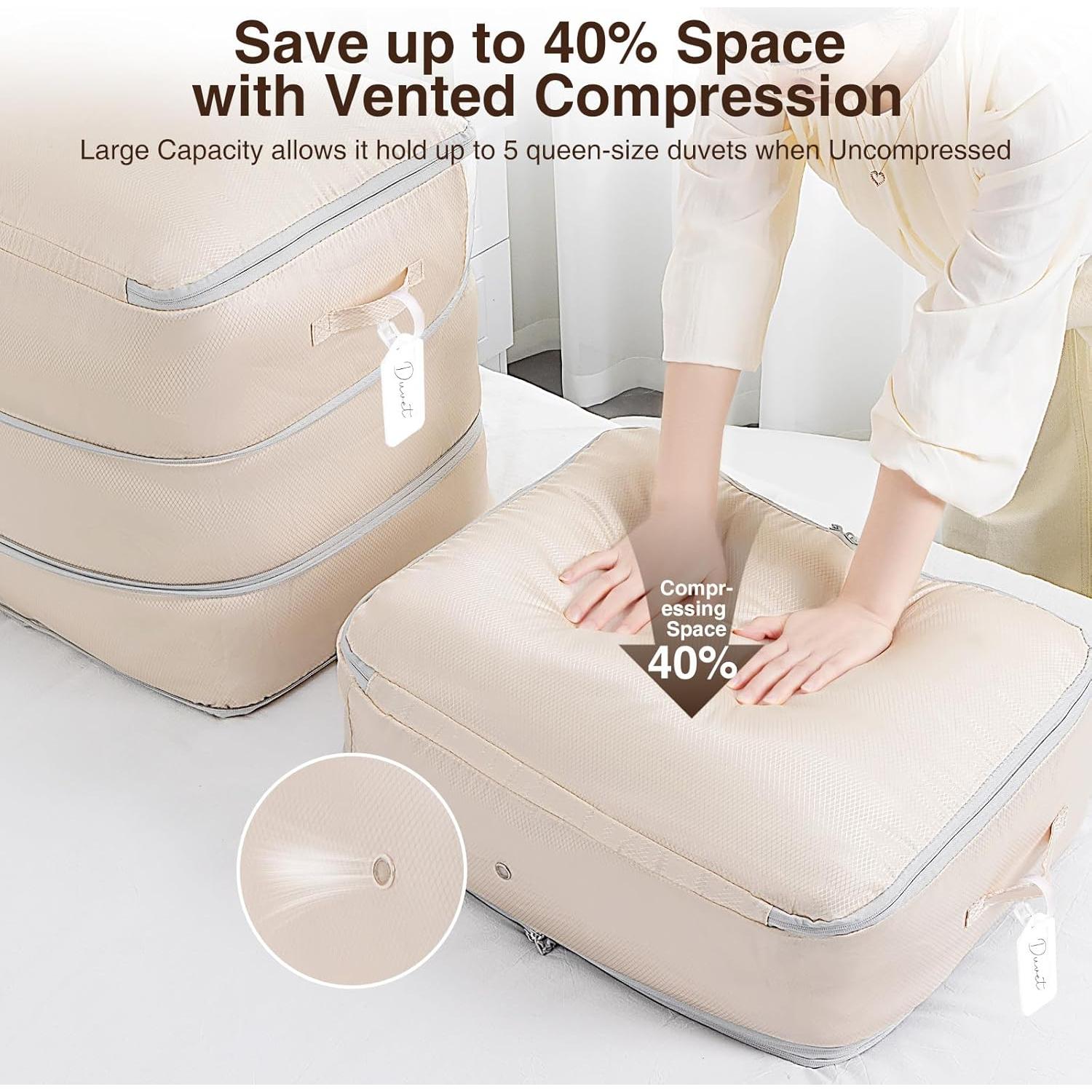 Paquete de 6 Bolsas de Almacenamiento Homsorout 110L Beige