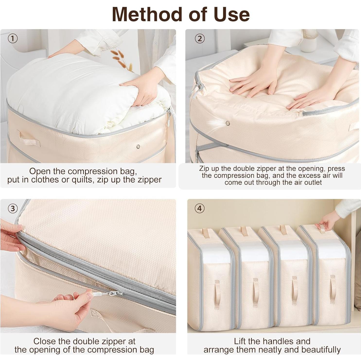 Paquete de 6 Bolsas de Almacenamiento Homsorout 110L Beige