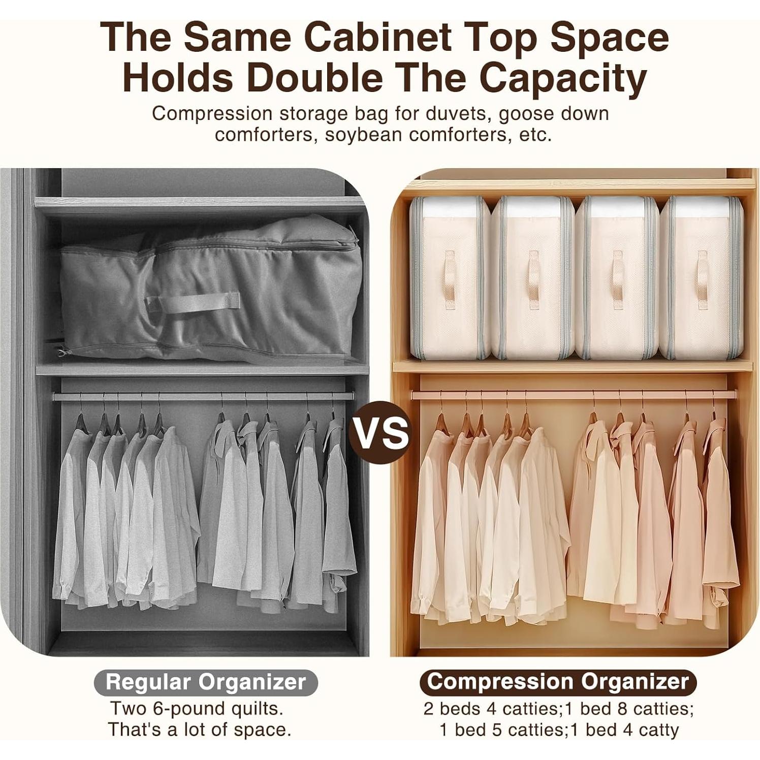 Paquete de 6 Bolsas de Almacenamiento Homsorout 110L Beige