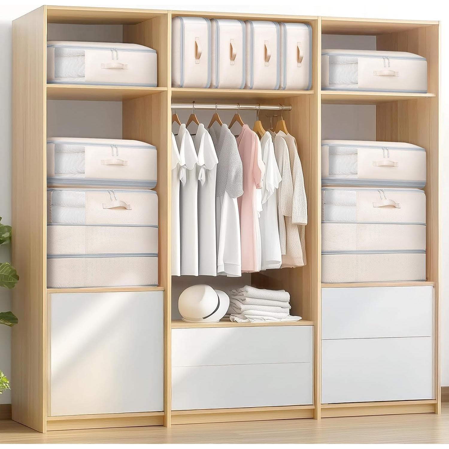 Paquete de 6 Bolsas de Almacenamiento Homsorout 110L Beige