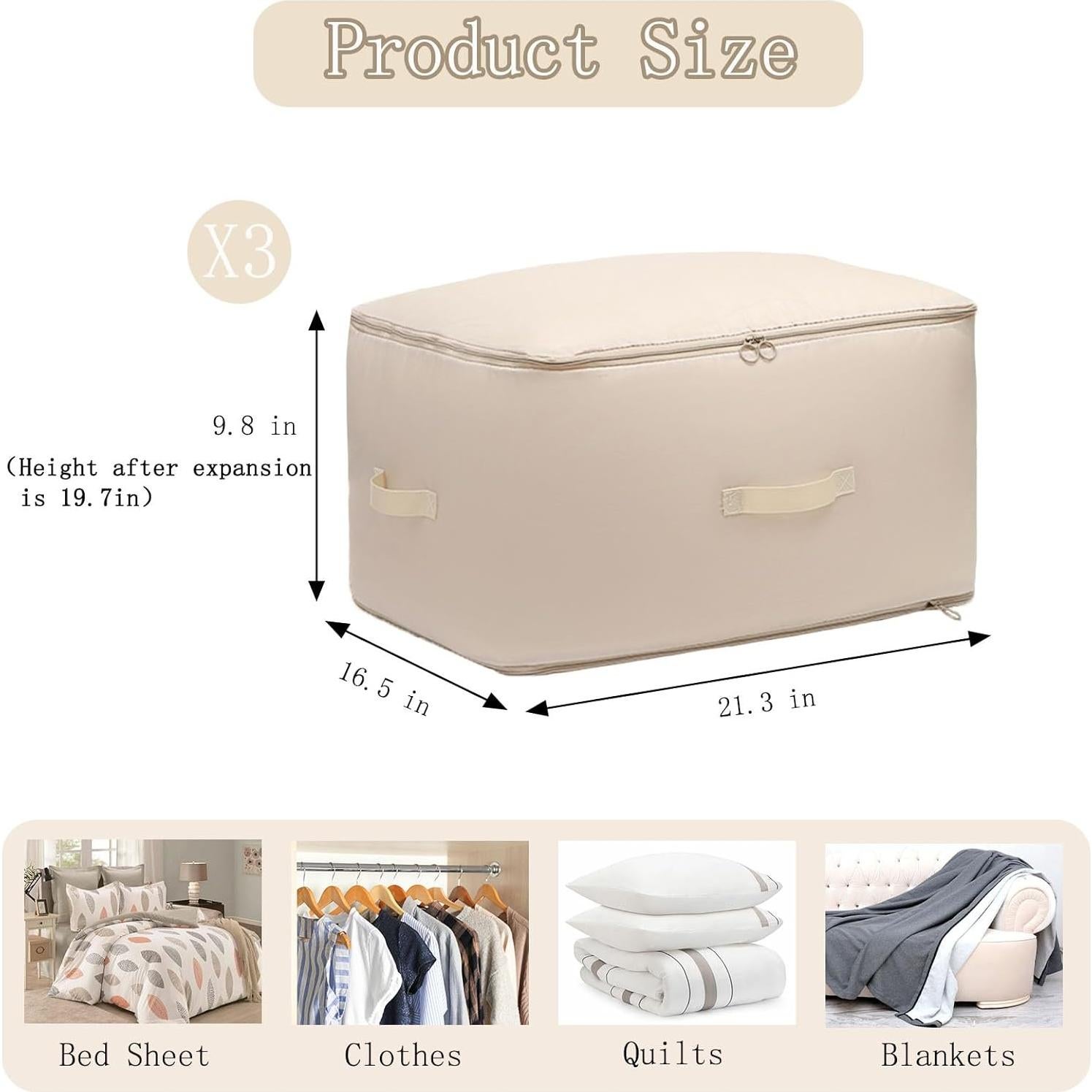 3 Bolsas de Almacenamiento Bxngjuj XL Caqui para Edredones
