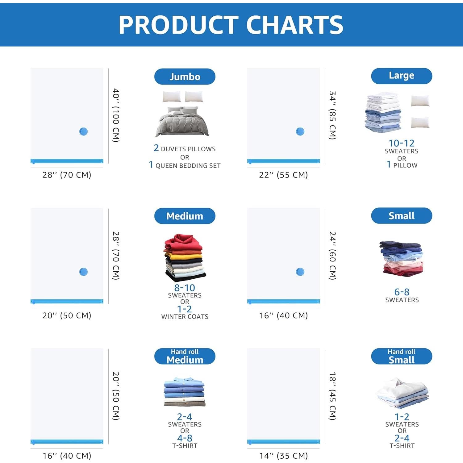 12 Bolsas de Almacenamiento Jumbo Simple Deluxe con Bomba