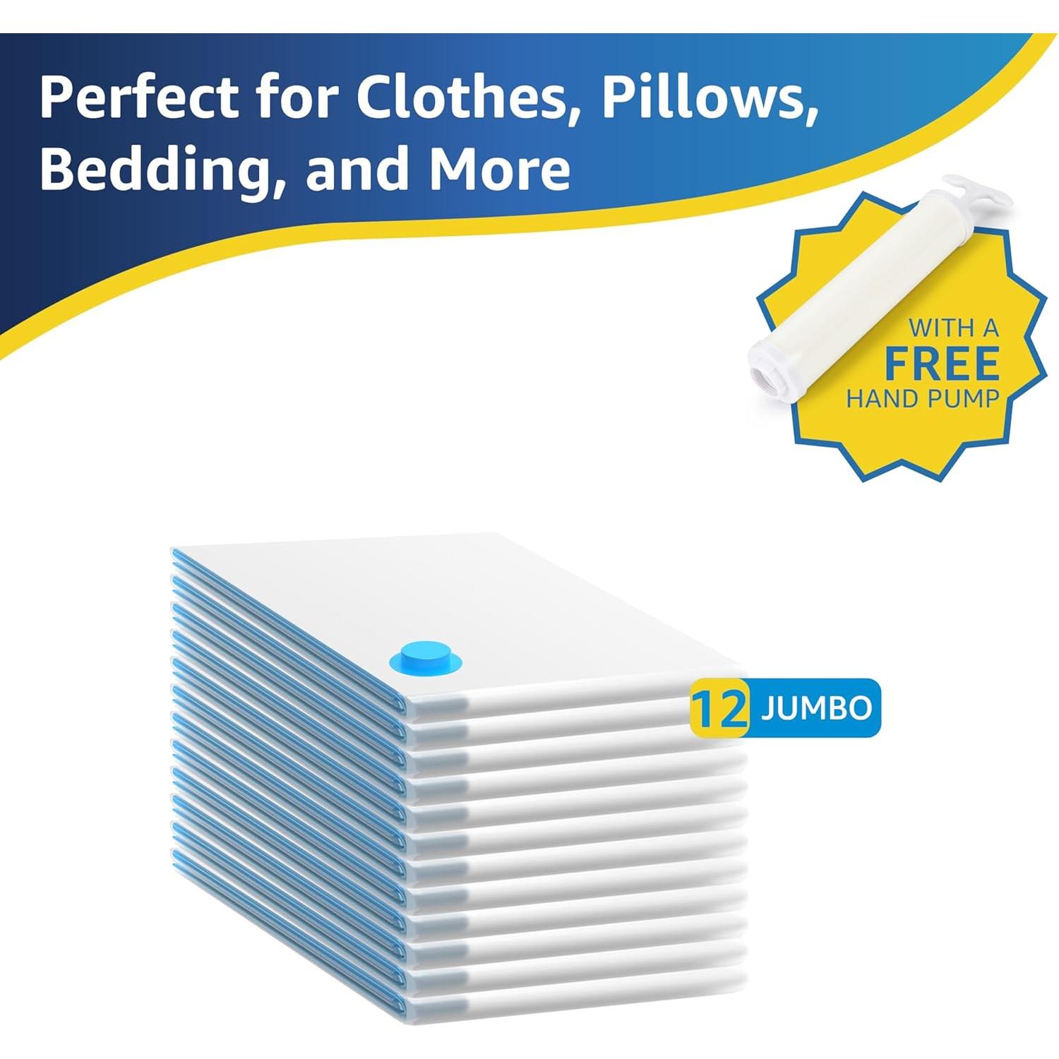 12 Bolsas de Almacenamiento Jumbo Simple Deluxe con Bomba