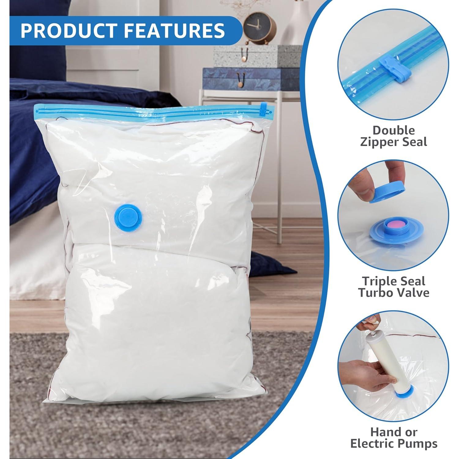 12 Bolsas de Almacenamiento Jumbo Simple Deluxe con Bomba