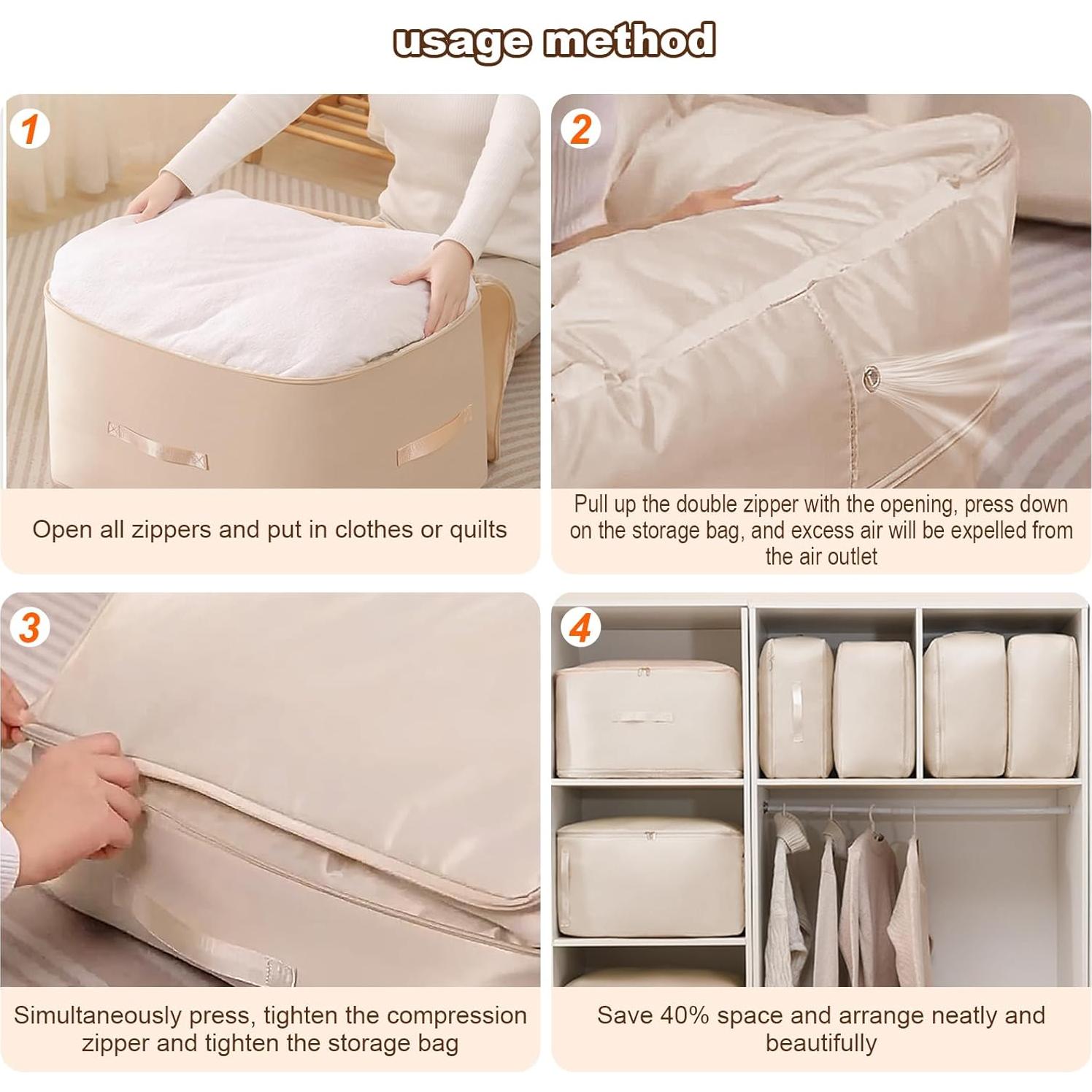 Bolsa de Almacenamiento Compresora Uwqaqx Jumbo Almendra 54x42x60cm