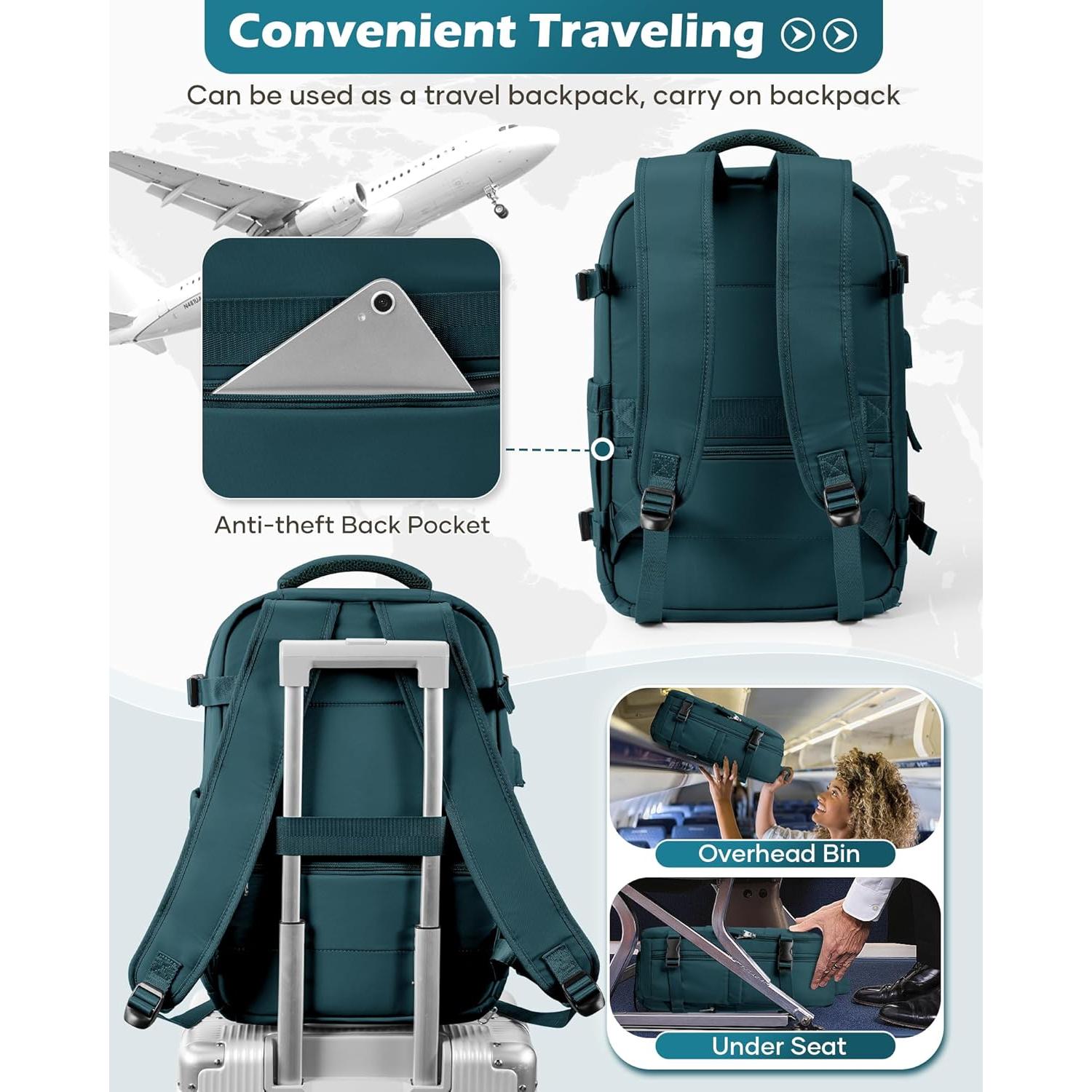 Mochila de Viaje al Vacío Unisex Azul Pavo Real 42x31x17 cm