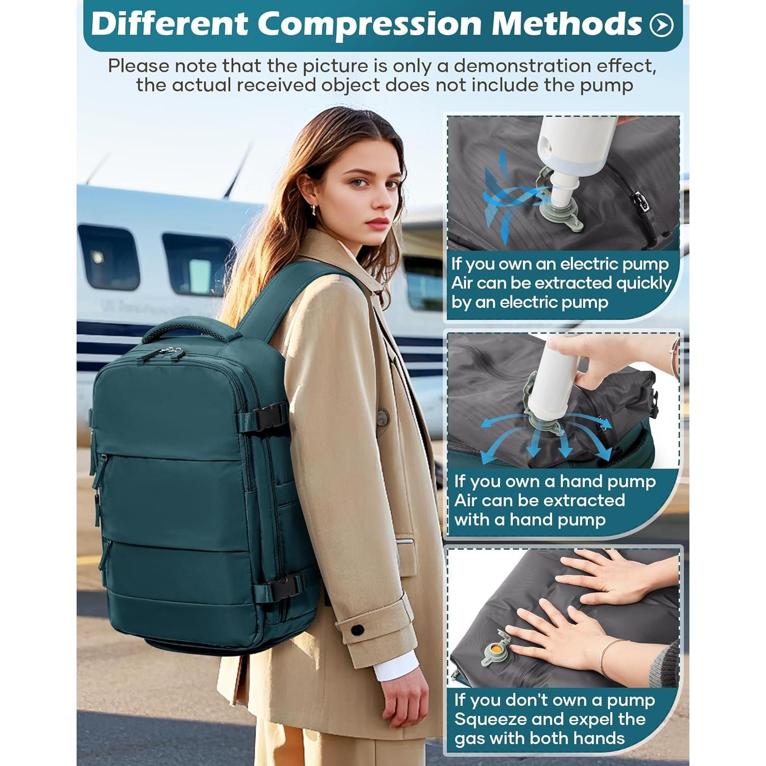 Mochila de Viaje al Vacío Unisex Azul Pavo Real 42x31x17 cm