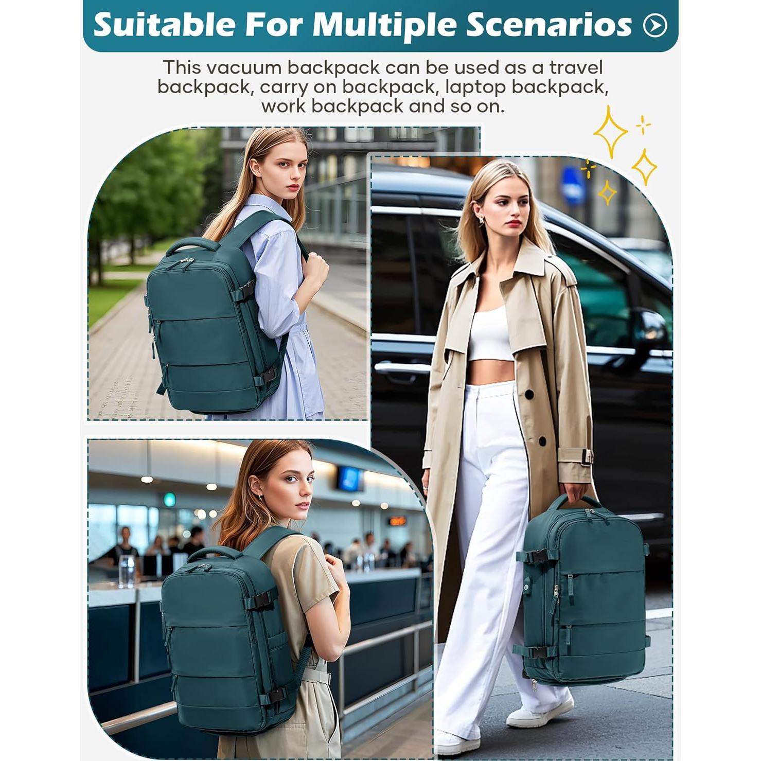 Mochila de Viaje al Vacío Unisex Azul Pavo Real 42x31x17 cm