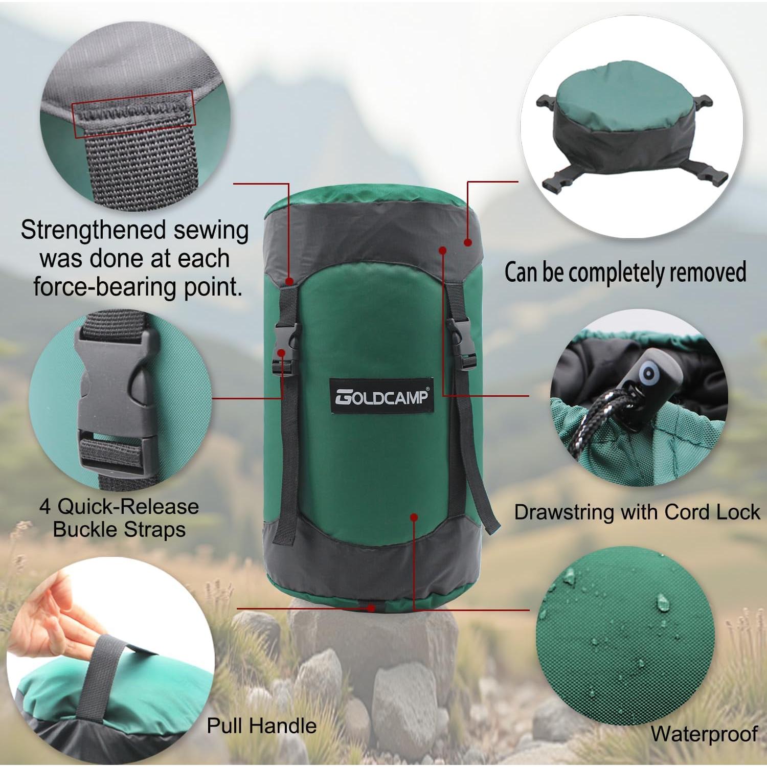 Saco de Compresión GoldCamp Impermeable 18L-65L Verde M