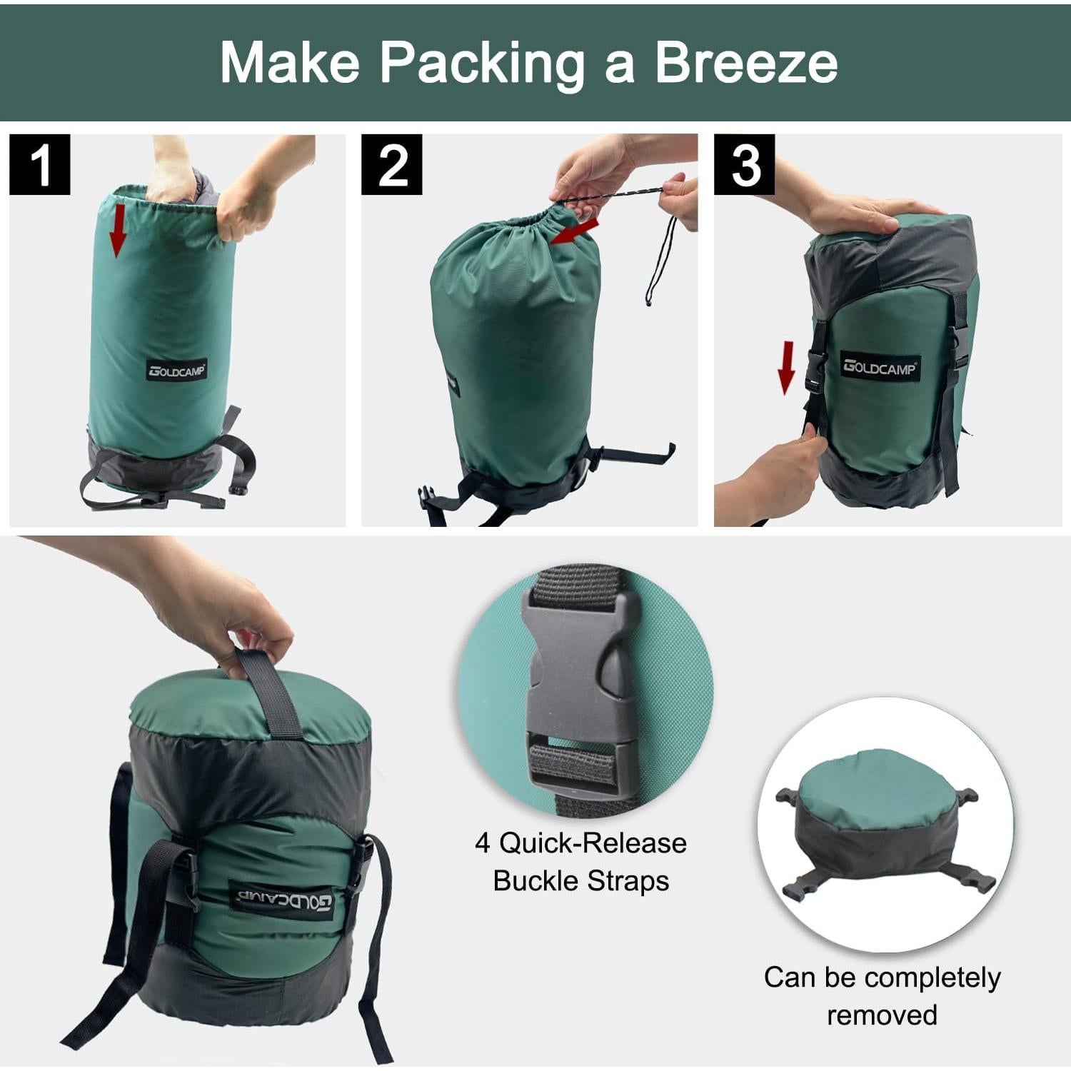 Saco de Compresión GoldCamp Impermeable 18L-65L Verde M