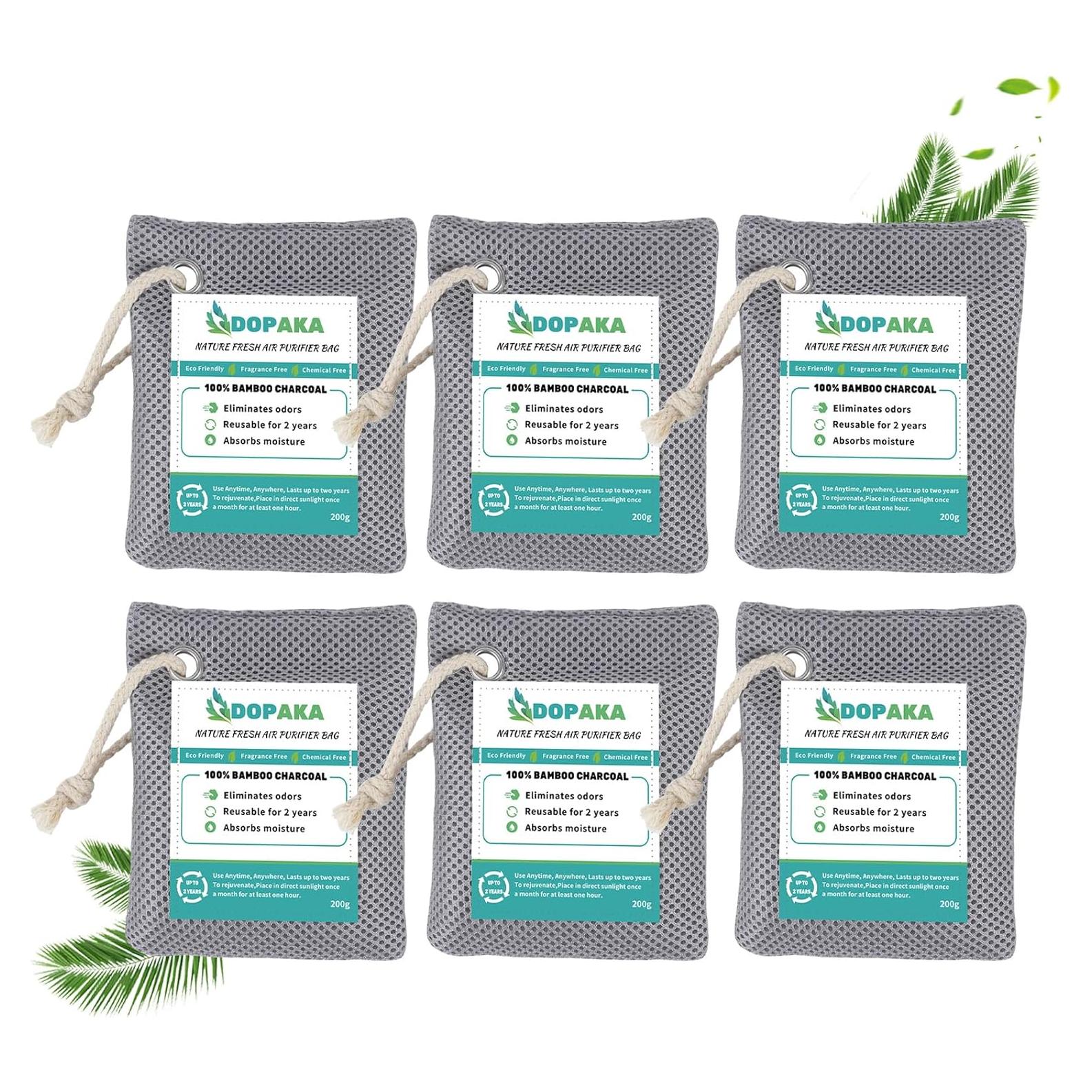 Paquete de 6 Bolsas de Carbón Activado DOPAKA 200g - Purificador de Aire