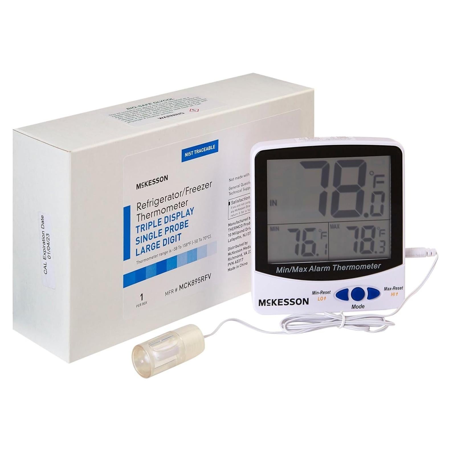 Termómetro Digital McKesson para Refrigerador y Congelador con Triple Pantalla
