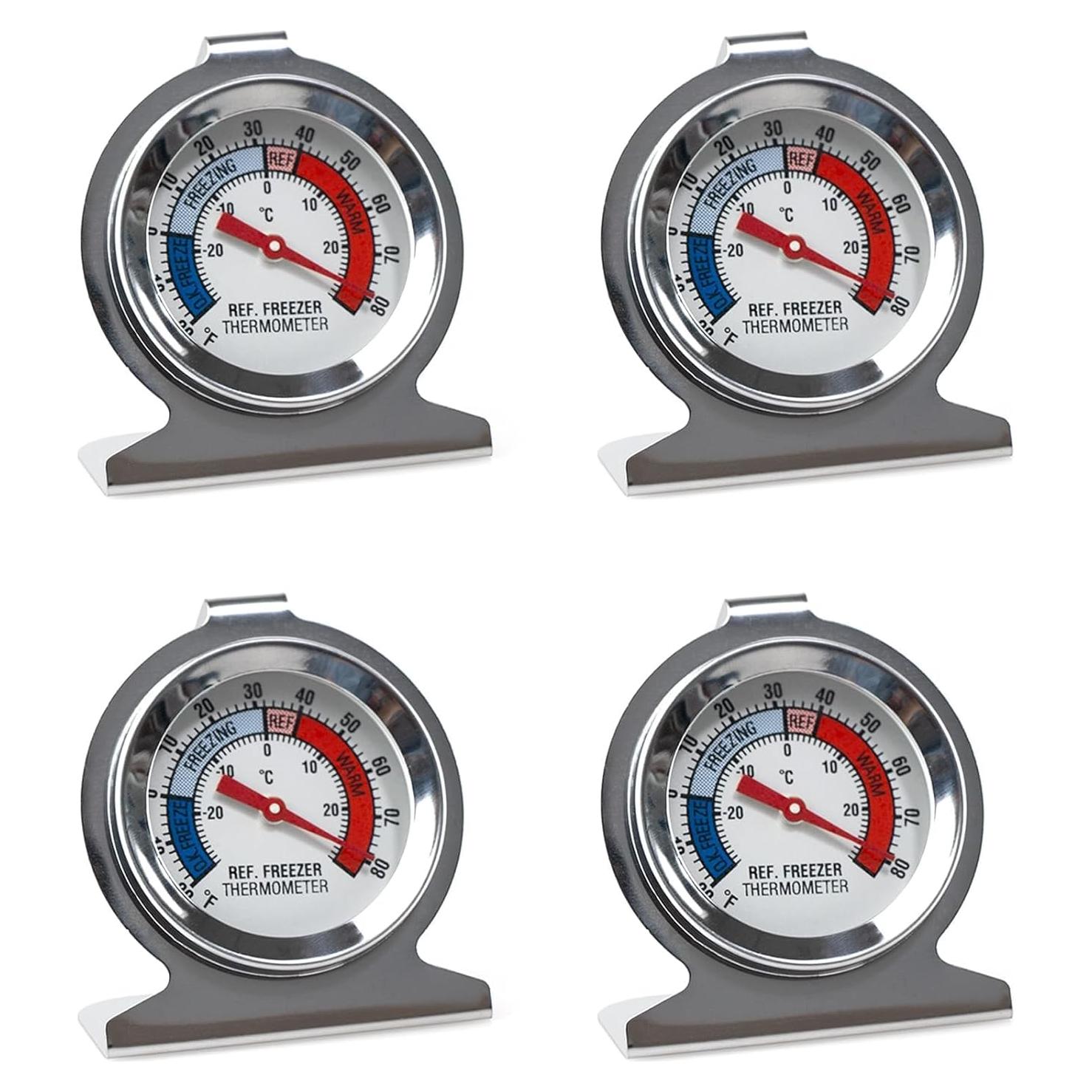 Paquete de 4 termómetros analógicos lqwidyf para refrigerador y congelador