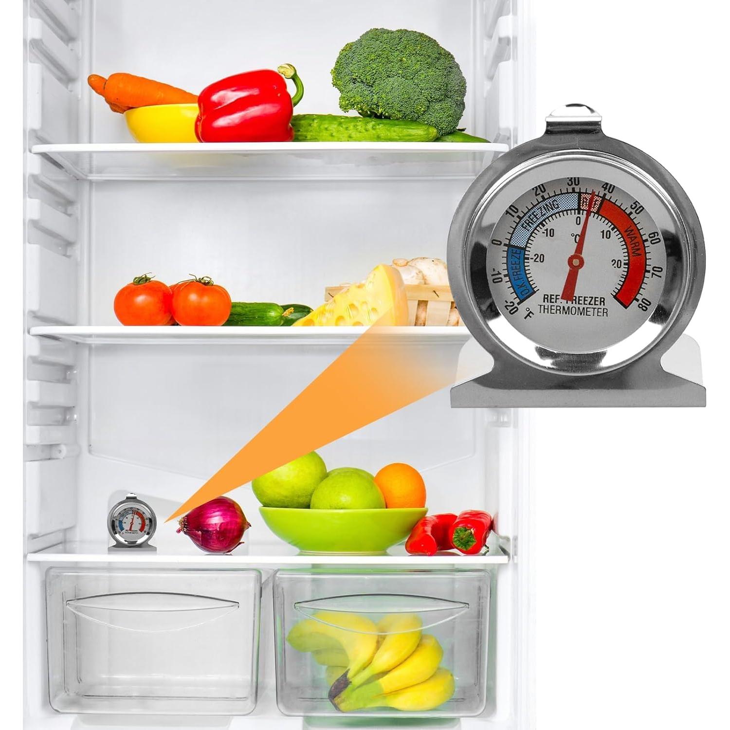 Paquete de 4 termómetros analógicos lqwidyf para refrigerador y congelador