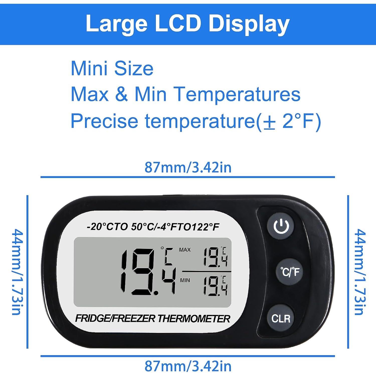 Termómetro Digital de Refrigerador DORHEA 2 Pcs Pantalla LCD