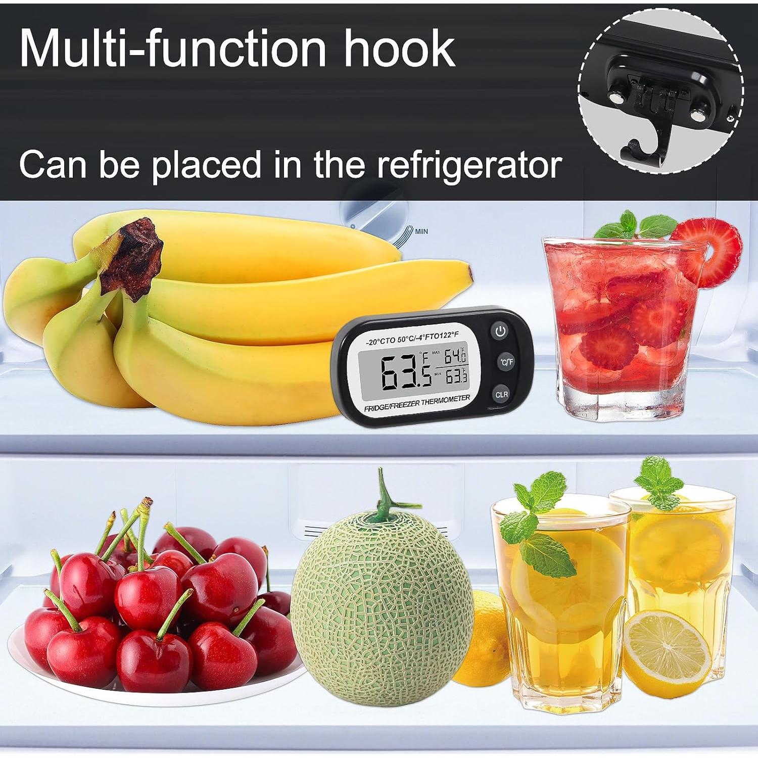 Termómetro Digital de Refrigerador DORHEA 2 Pcs Pantalla LCD