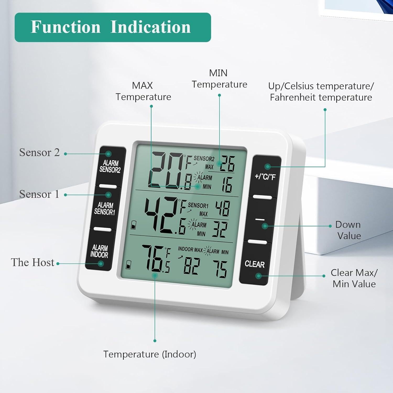 Termómetro Digital Inalámbrico ORIA WA50 con 2 Sensores