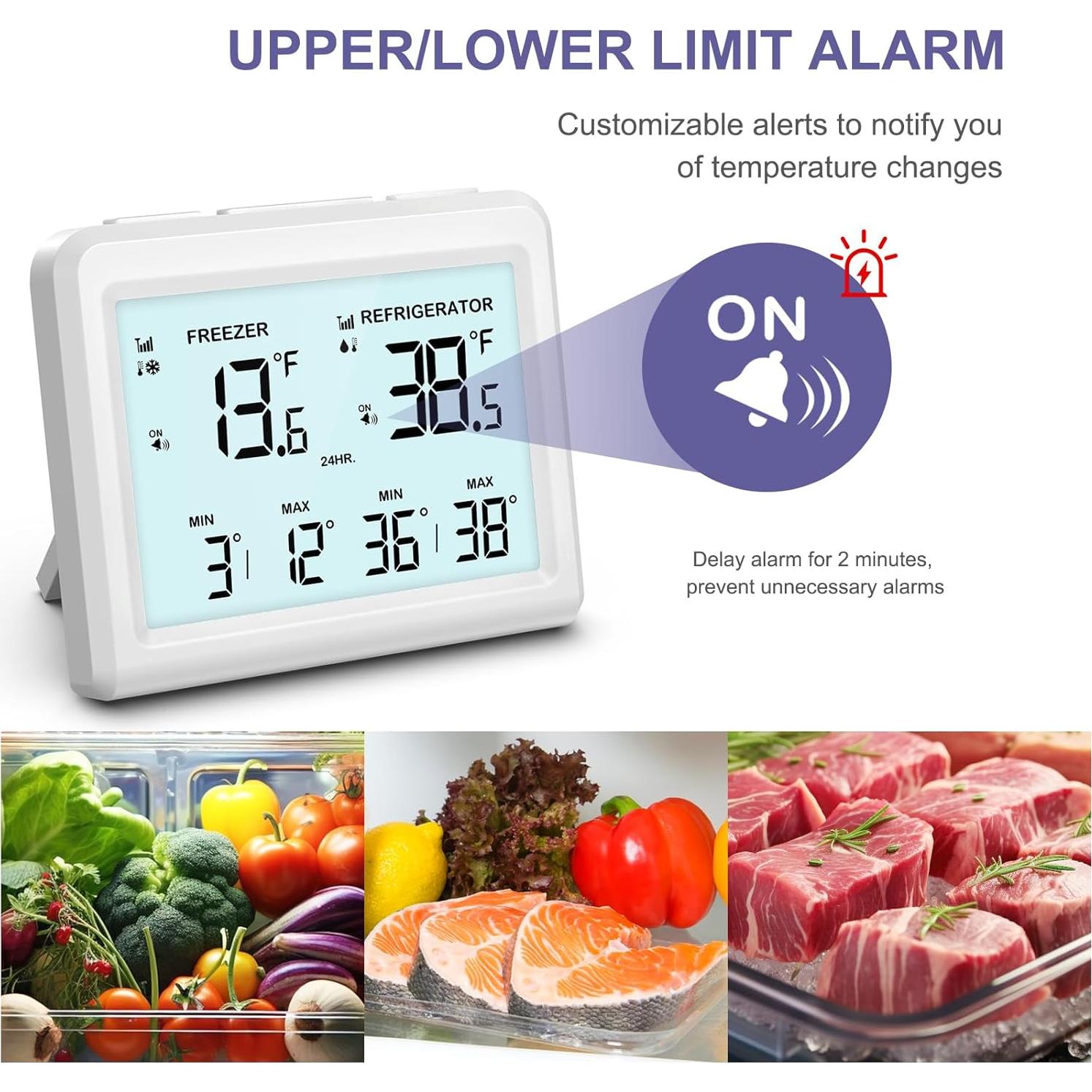 Termómetro Digital OQIMAX para Refrigerador y Congelador con 2 Sensores