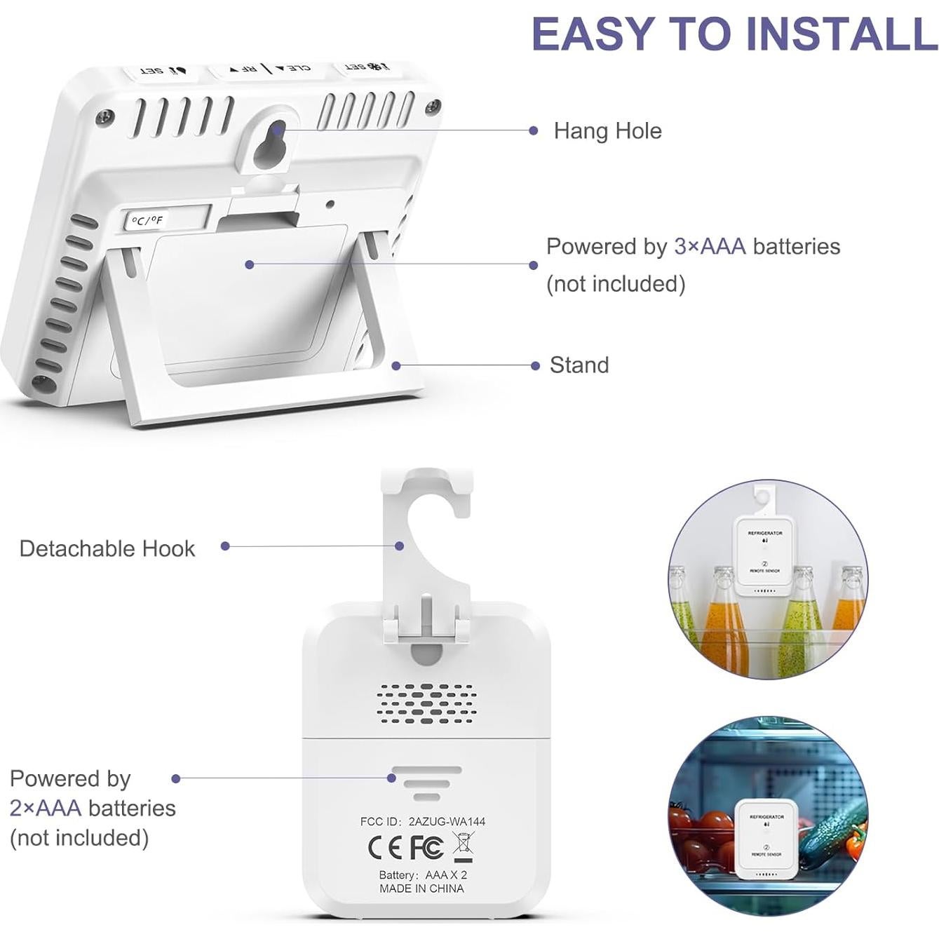 Termómetro Digital OQIMAX para Refrigerador y Congelador con 2 Sensores