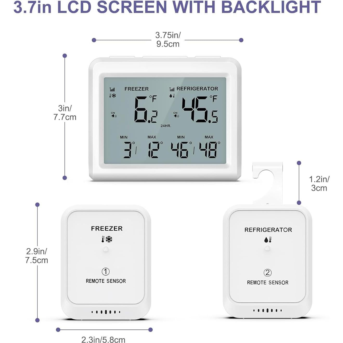 Termómetro Digital OQIMAX para Refrigerador y Congelador con 2 Sensores