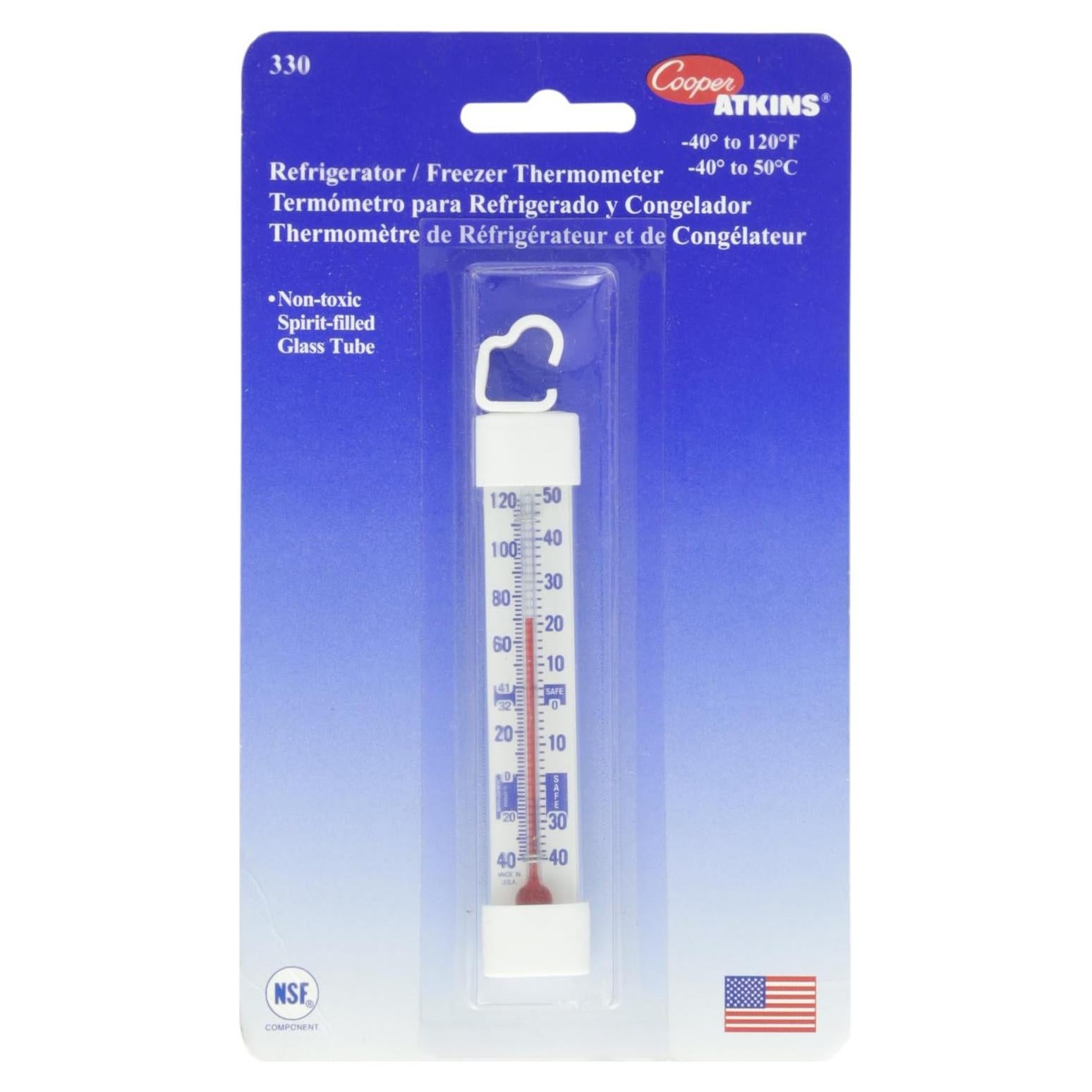 Termómetro de Tubo de Vidrio Cooper-Atkins 330-0-1 para Refrigerador