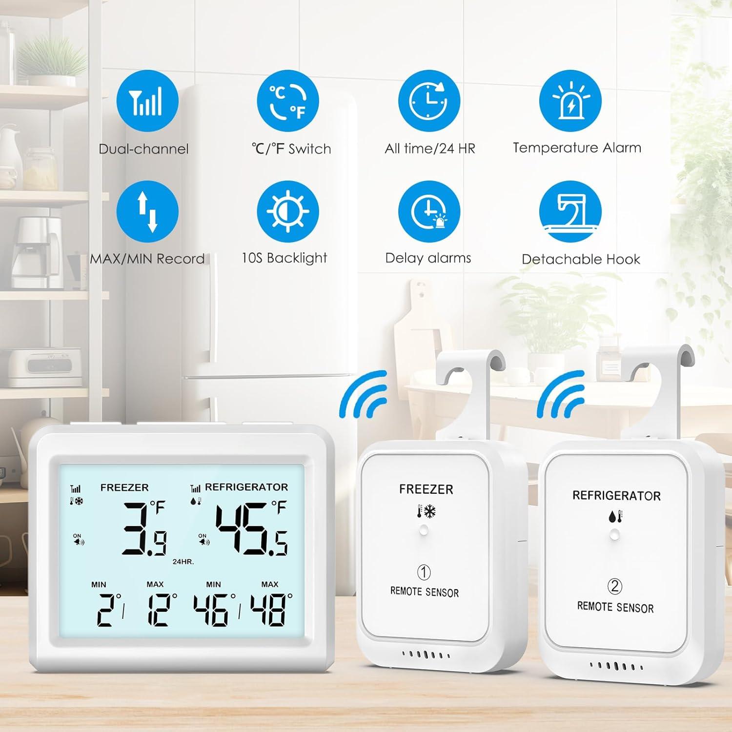 Termómetro Inalámbrico AMIR WA150KM con Alarma y Pantalla LCD 3.7"