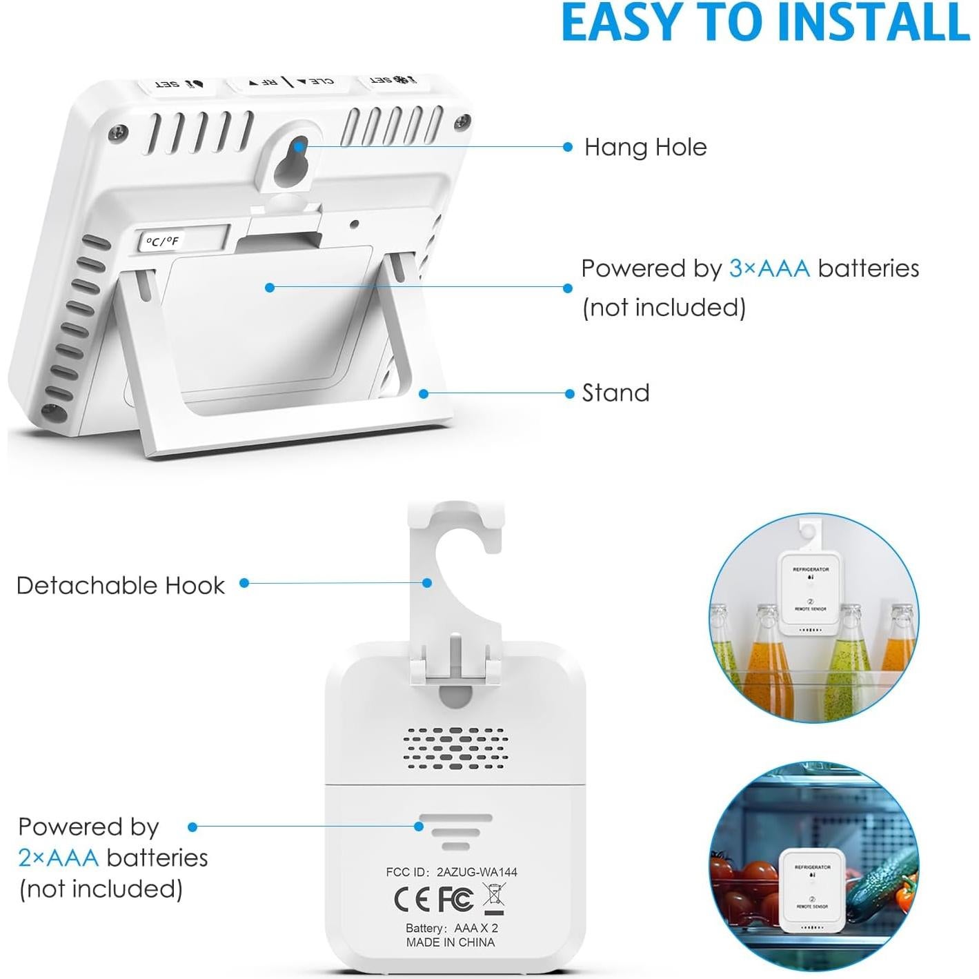Termómetro Inalámbrico AMIR WA150KM con Alarma y Pantalla LCD 3.7"