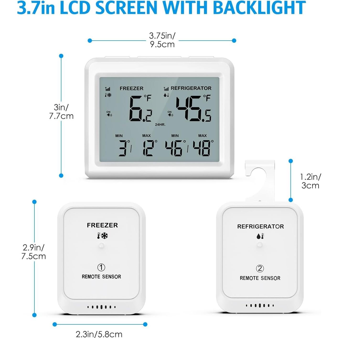 Termómetro Inalámbrico AMIR WA150KM con Alarma y Pantalla LCD 3.7"