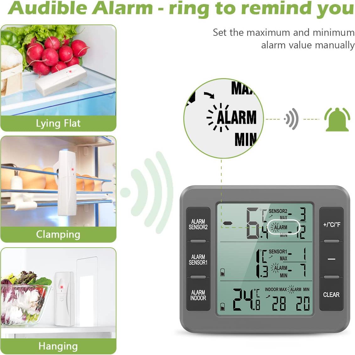 Termómetro Digital Inalámbrico KeeKit con 2 Sensores - Gris