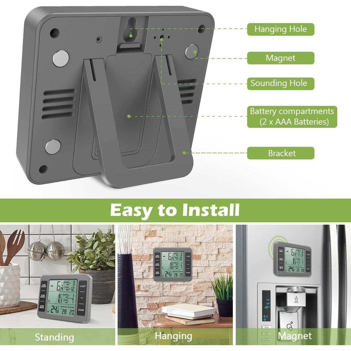 Termómetro Digital Inalámbrico KeeKit con 2 Sensores - Gris