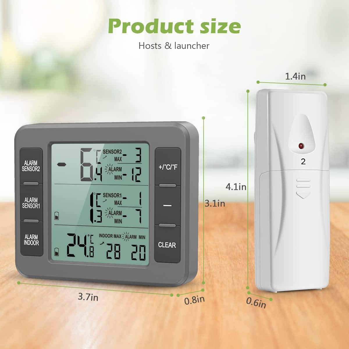 Termómetro Digital Inalámbrico KeeKit con 2 Sensores - Gris