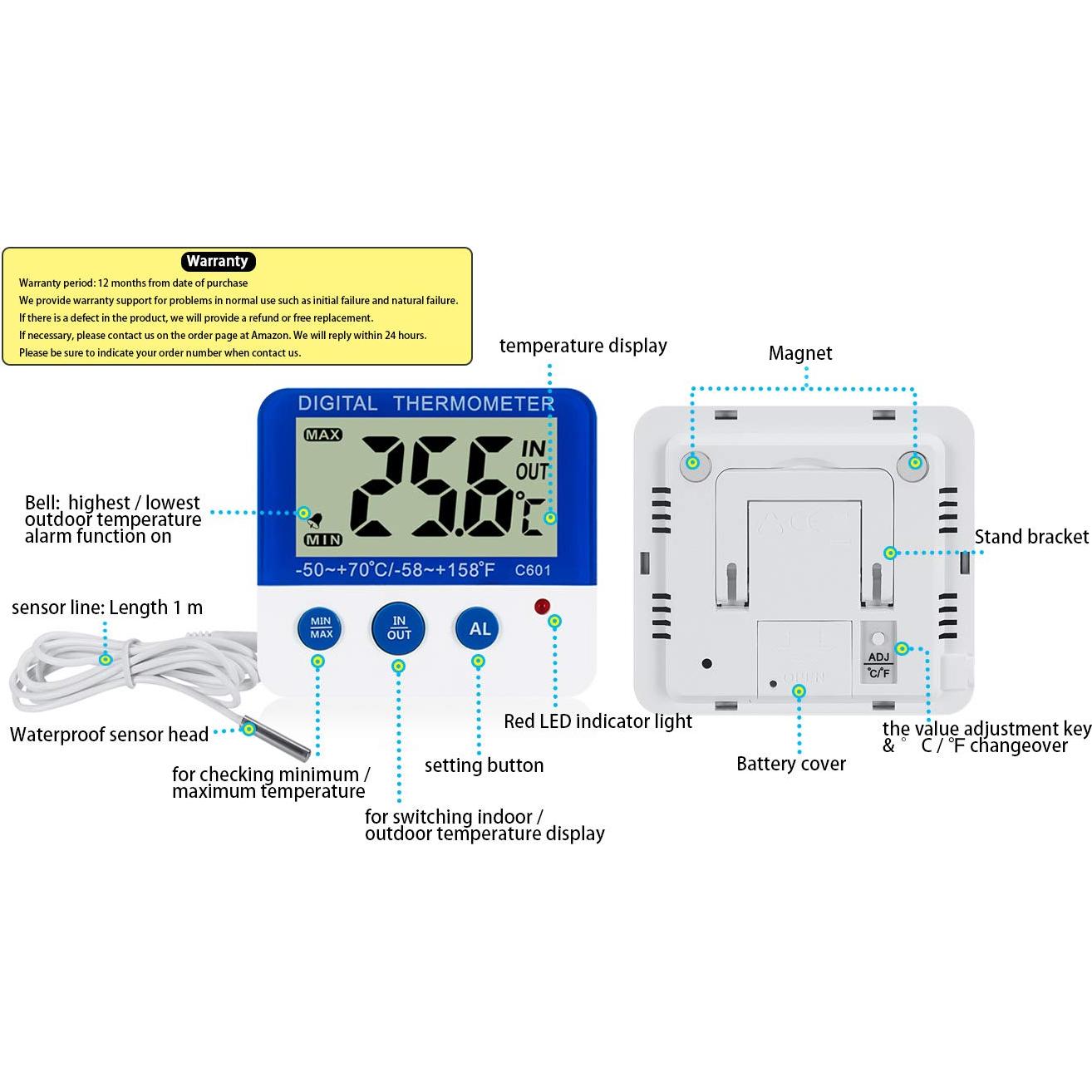 Termómetro Digital de Congelador LXSZRPH - Paquete de 2