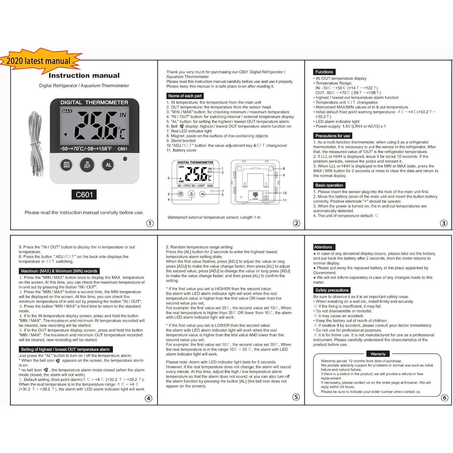Termómetro Digital de Congelador LXSZRPH - Paquete de 2