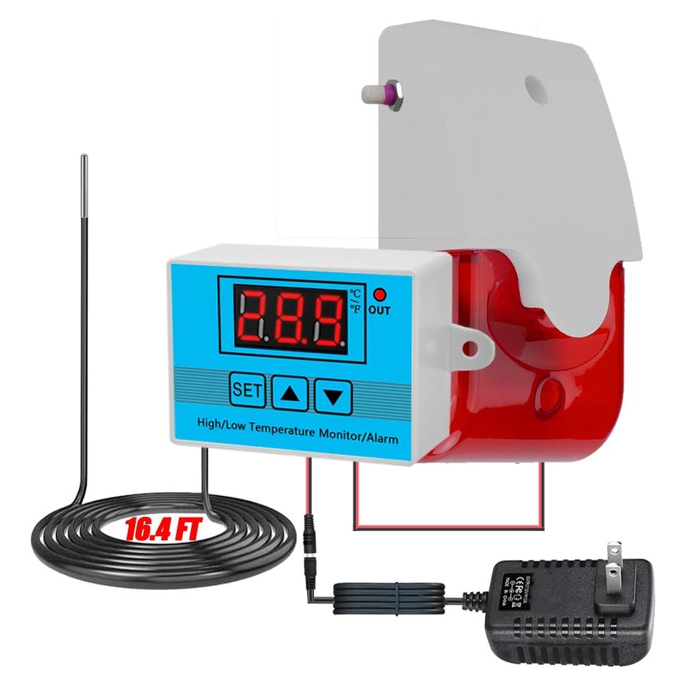 Monitor de Temperatura 12V CSRBUY con Sonda Impermeable 5M