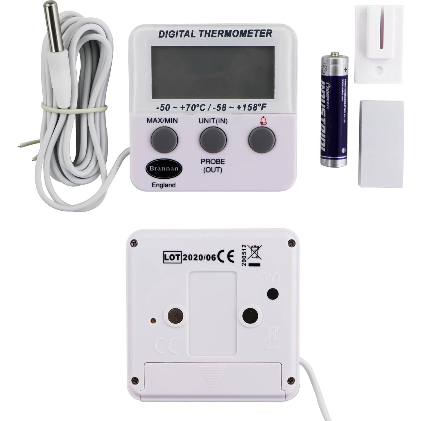 Termómetro Digital Brannan para Refrigerador y Congelador con Alarma