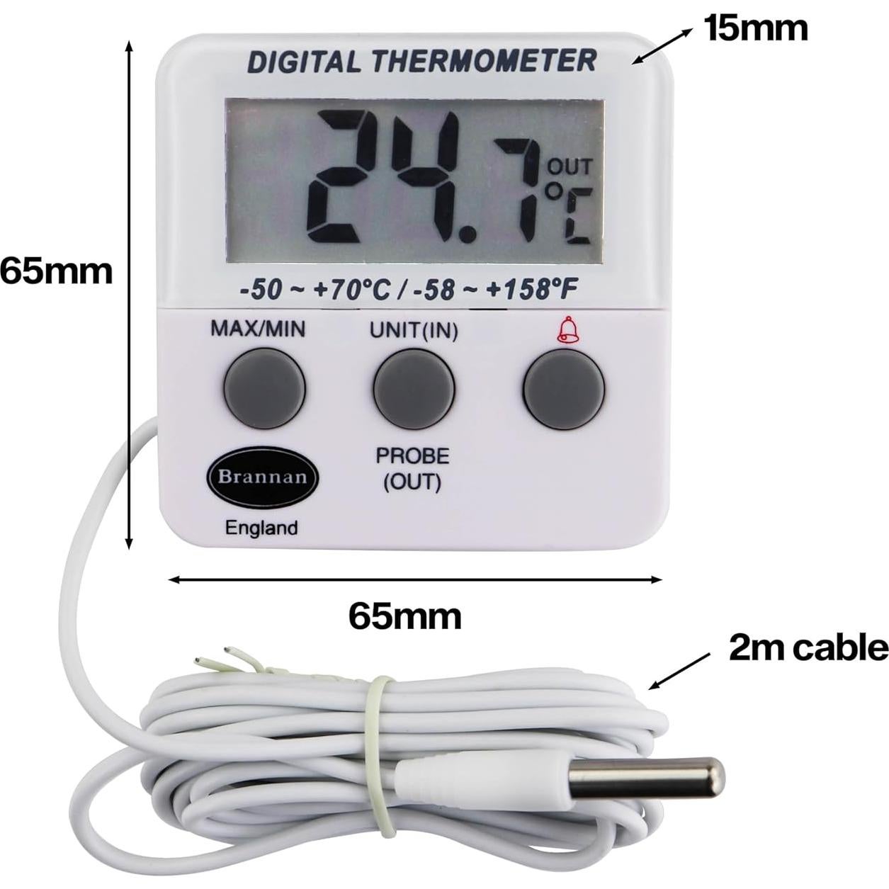 Termómetro Digital Brannan para Refrigerador y Congelador con Alarma