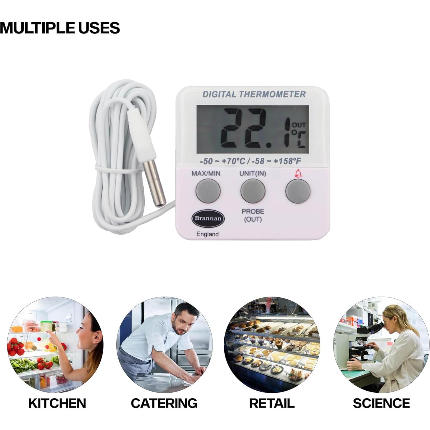 Termómetro Digital Brannan para Refrigerador y Congelador con Alarma