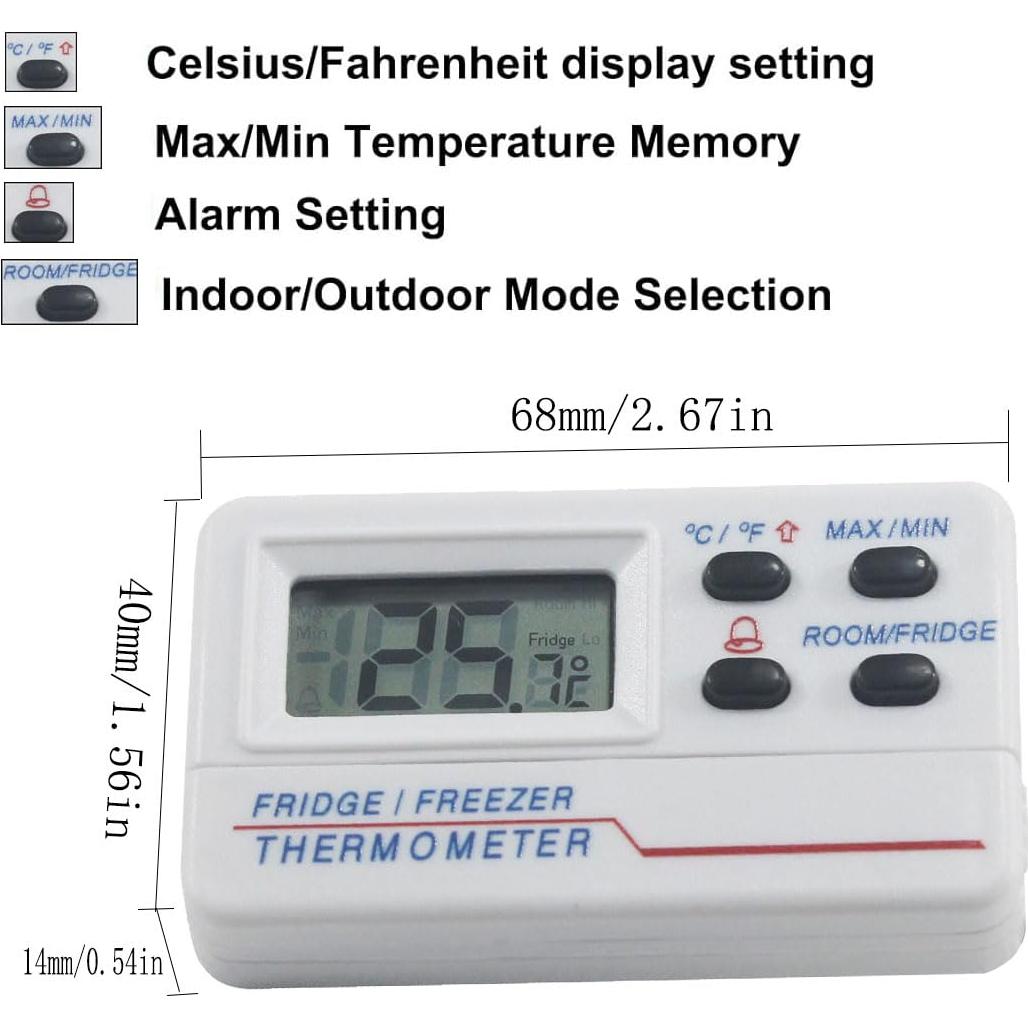 Termómetro Digital JUNLIXN TM804 -50°C a 70°C LCD con Alarma