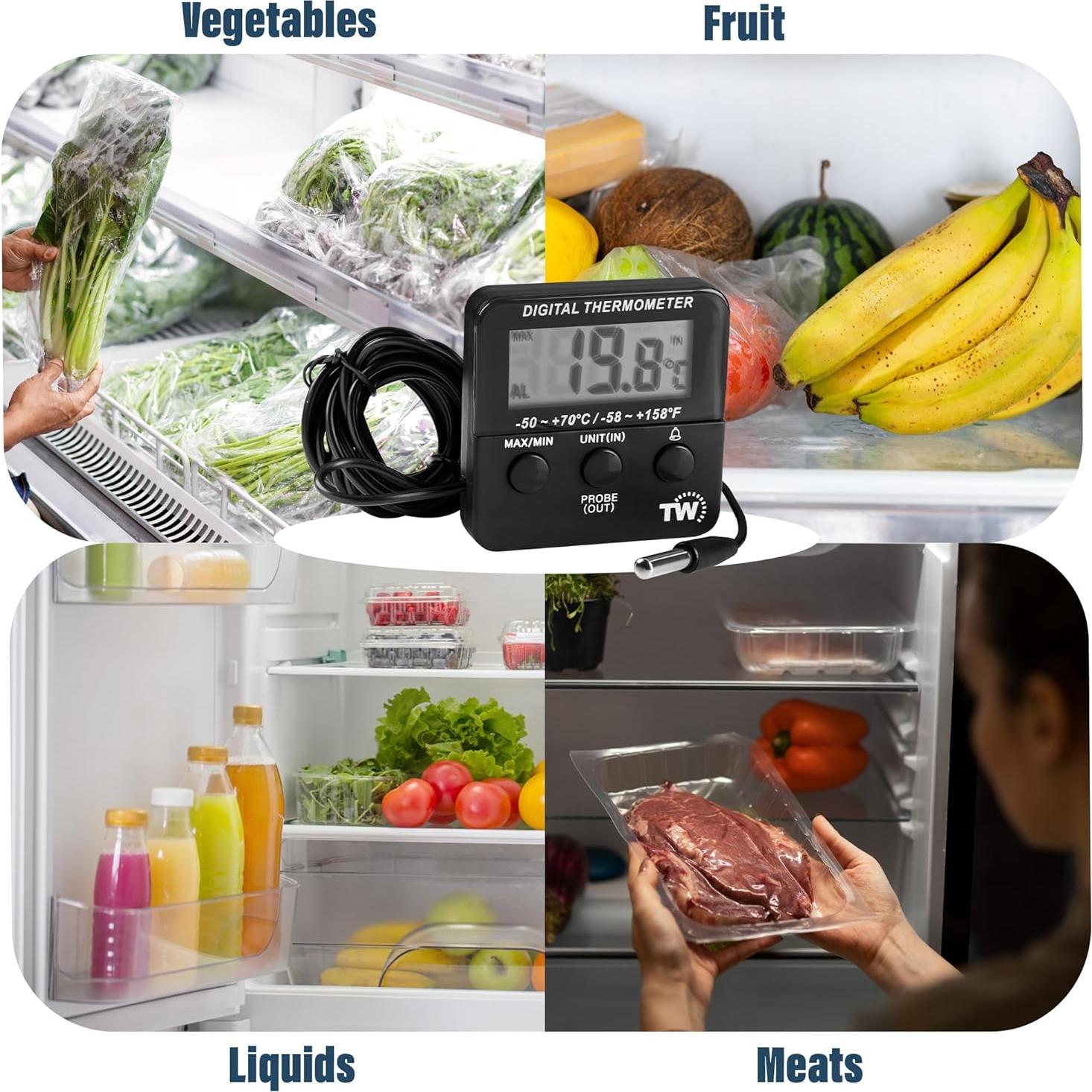 Termómetro Digital de Refrigerador Thermometer World con Alarma