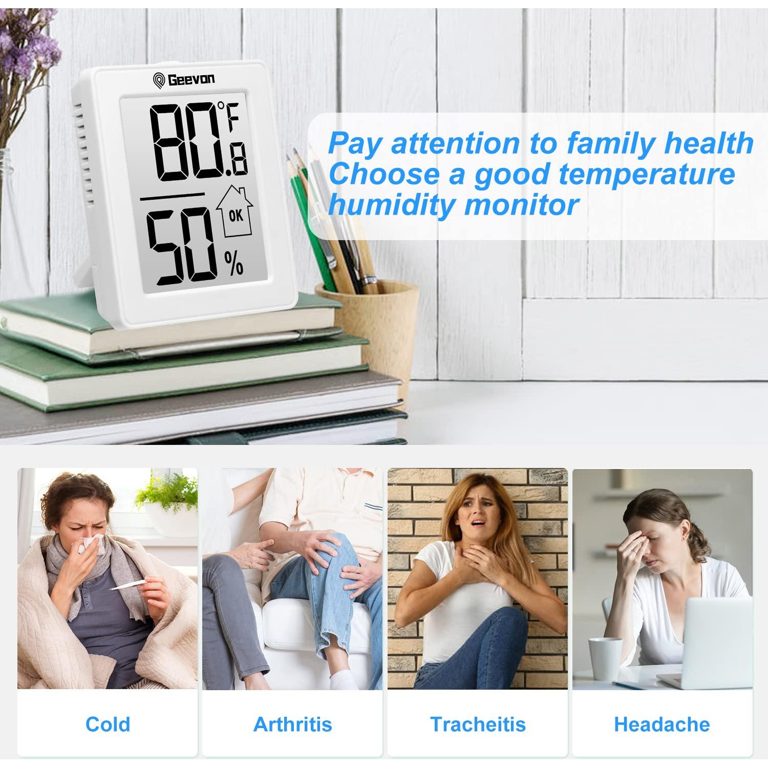 Higrómetro Termómetro Digital Geevon GN-8666-2, 2 Paquete, Blanco