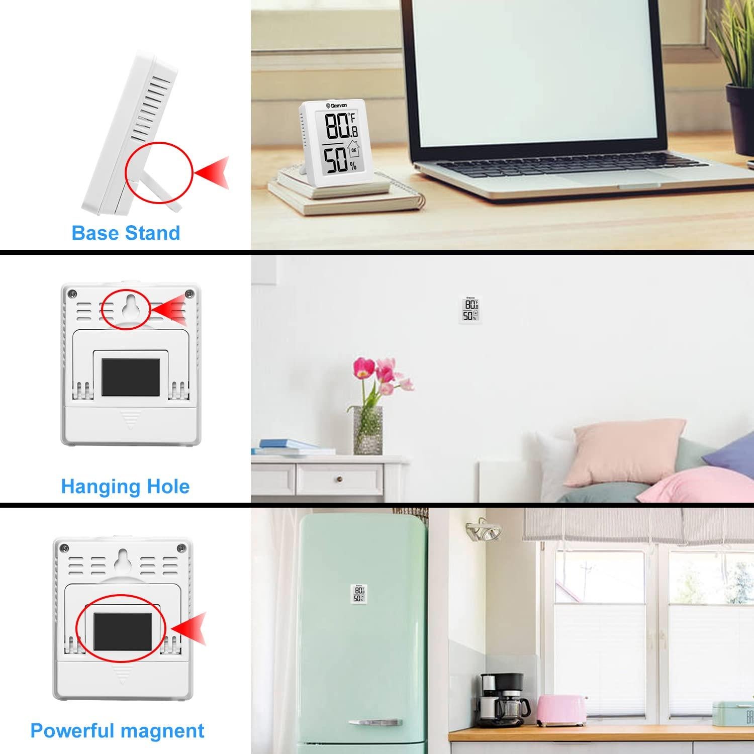 Higrómetro Termómetro Digital Geevon GN-8666-2, 2 Paquete, Blanco