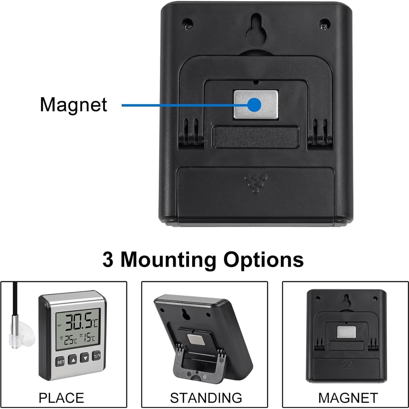 Termómetro Digital de Refrigerador 2pcs ACEIRMC Alarma LCD