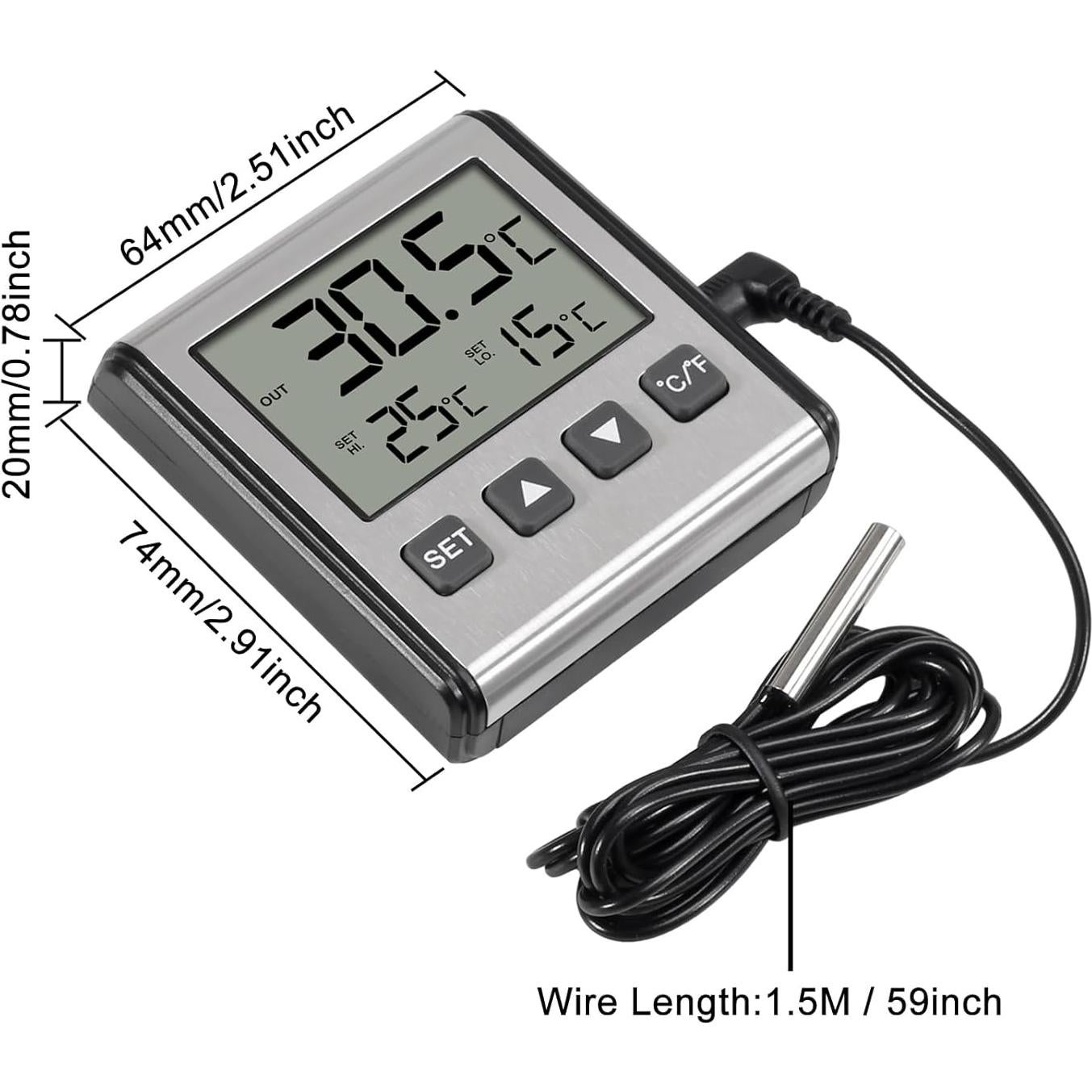 Termómetro Digital de Refrigerador 2pcs ACEIRMC Alarma LCD