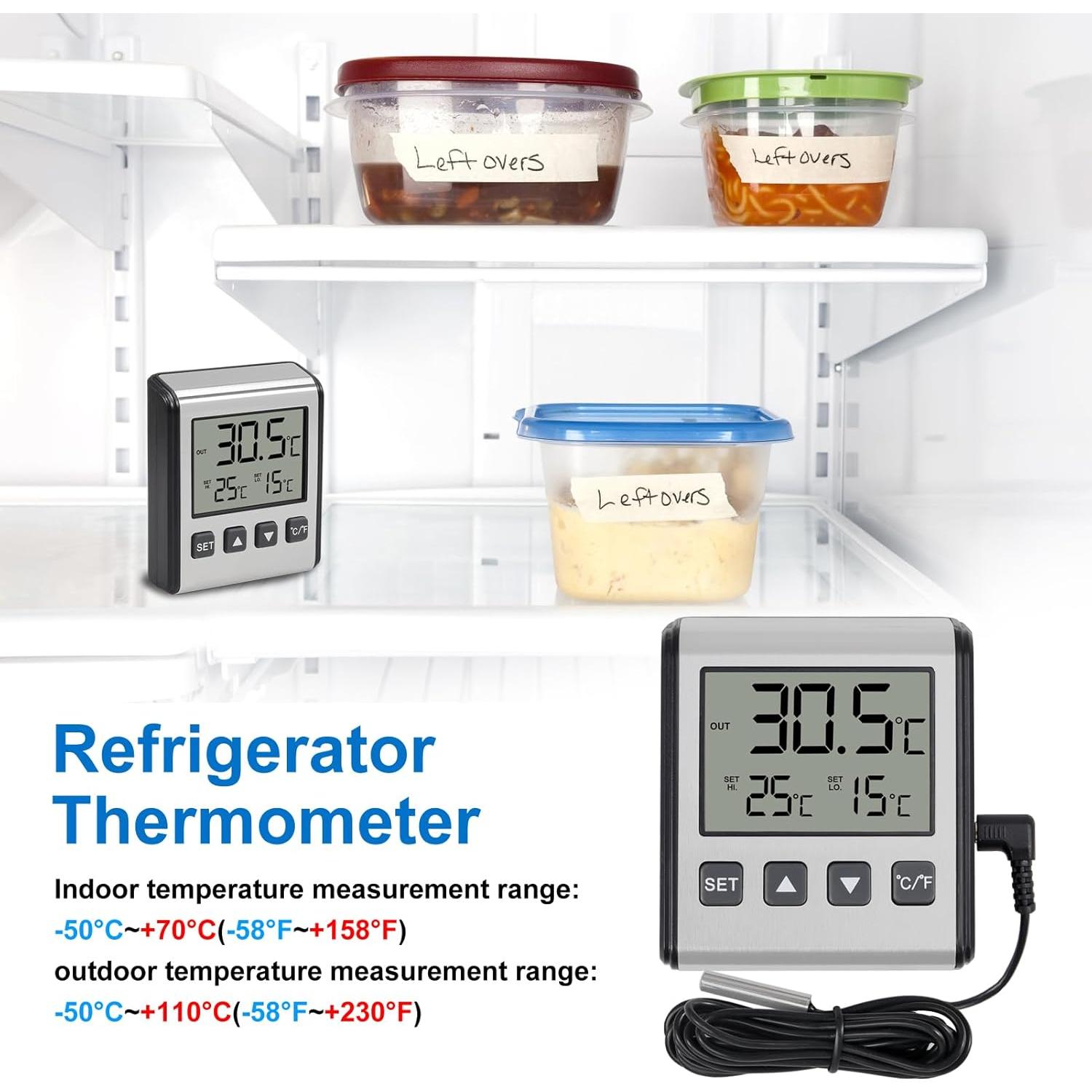 Termómetro Digital de Refrigerador 2pcs ACEIRMC Alarma LCD