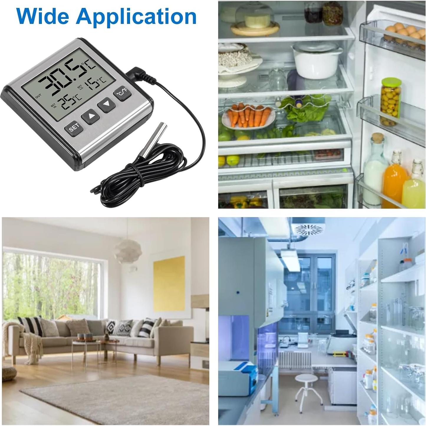 Termómetro Digital de Refrigerador 2pcs ACEIRMC Alarma LCD