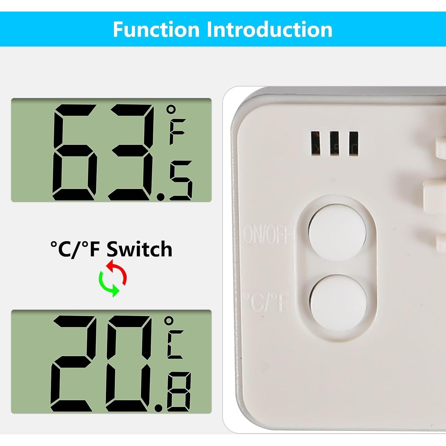 Termómetro Digital de Refrigerador JUTIAO 4PCS Pantalla LCD