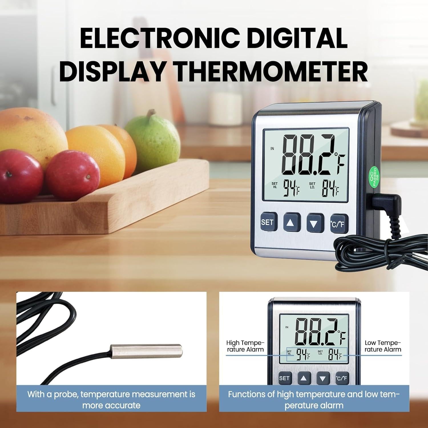 Termómetro Digital de Refrigerador Huijigemy W6552 con Alarma