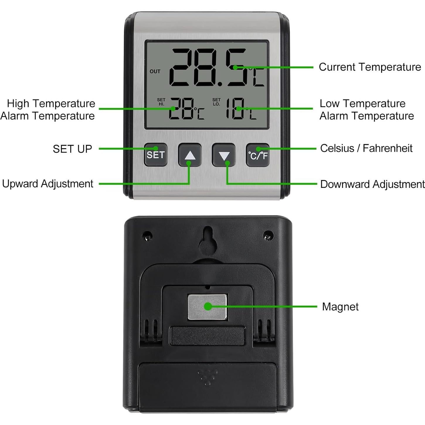 Termómetro Digital DWEII 2 Pack para Refrigerador y Congelador