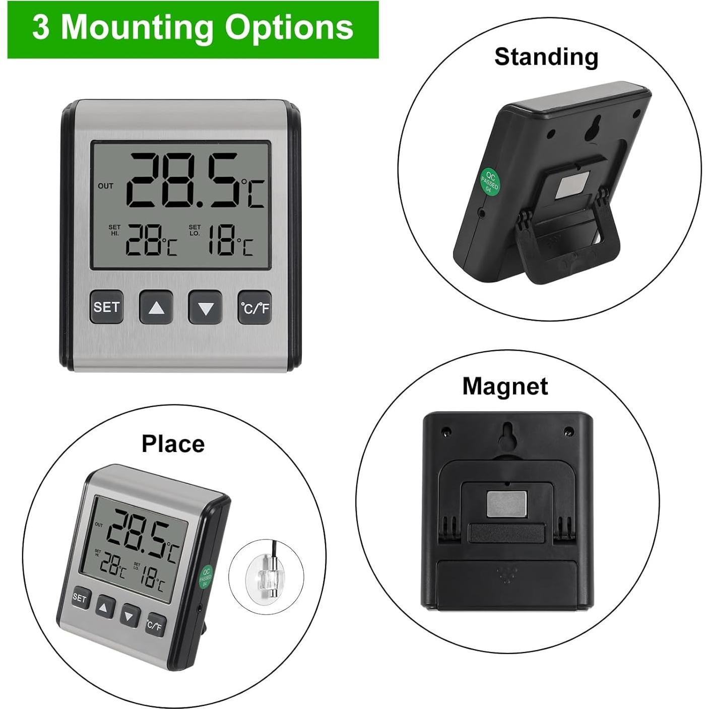 Termómetro Digital DWEII 2 Pack para Refrigerador y Congelador