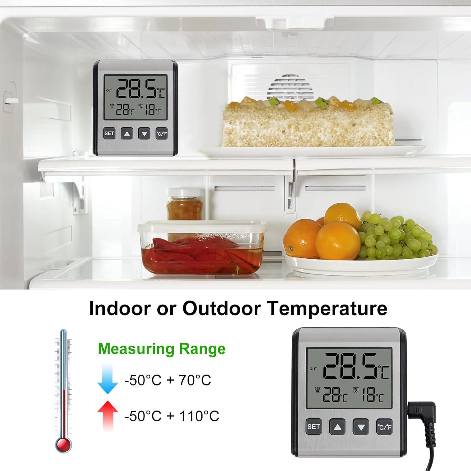 Termómetro Digital DWEII 2 Pack para Refrigerador y Congelador